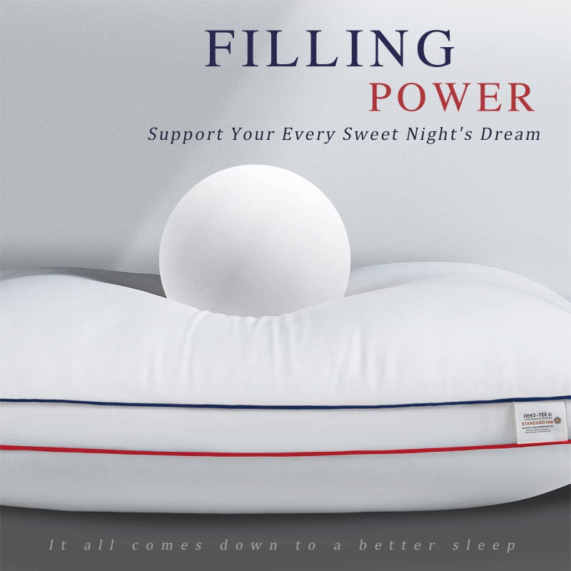 Bedufsar Bed Pillows for Sleeping, Queen Size Pillows Hotel Quality Set of 2, Firm and Supportive Gusseted Pillows for Side and Back Sleepers, Cooling Down Alternative Fluffy Soft Pillow (20x30 in) - Image 4